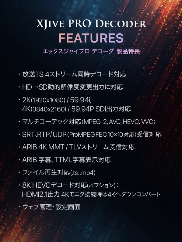 XJive PRO デコーダ 製品特長
